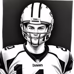 a man in football uniform is standing with his arms crossed