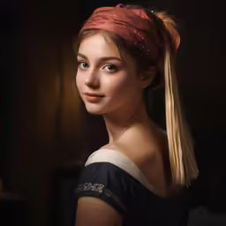 a close up view of a young woman with a pony tail