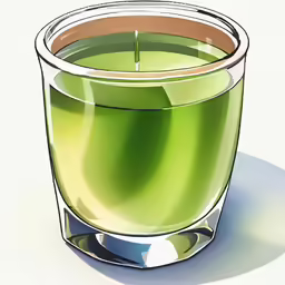 there is a green substance in a glass