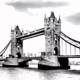 black and white photograph of the bridge in london