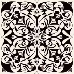 abstract floral ornament with black and white background,an image of an intricate design on a wall