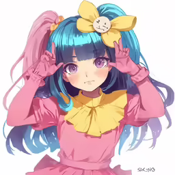 a girl in pink is holding up her hands