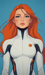 a cartoon with long hair and wearing a white suit