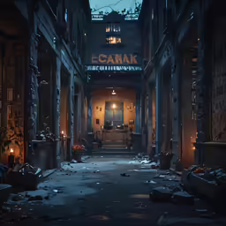 there is an old building with a light coming through the roof