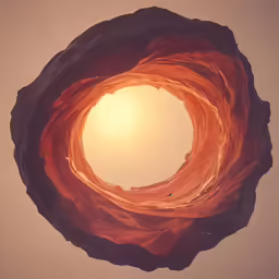 the sun is visible above a very unusual rock