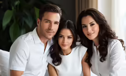 two women and a man posing for a picture
