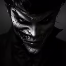 dark photo of a man wearing makeup for a halloween costume