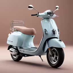 an electric scooter sitting in front of a pink wall