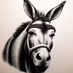 a pencil drawing of a horse head