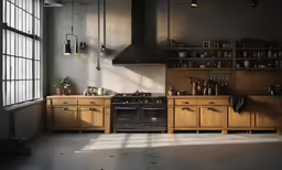 a black and white stove top oven in a kitchen