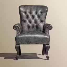an old style grey leather chair