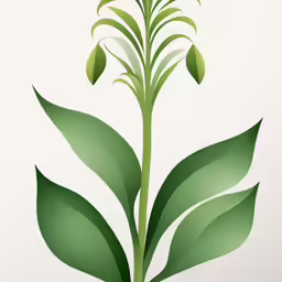 a green plant with two green leaves on top
