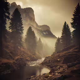 an image of mountains and river in the mountains