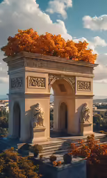 a statue that is in the middle of trees