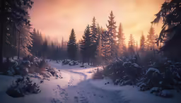 a very snowy scene of snow covered trees