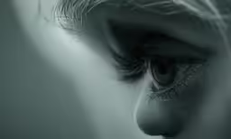 the face of a woman with large, long eyelashes