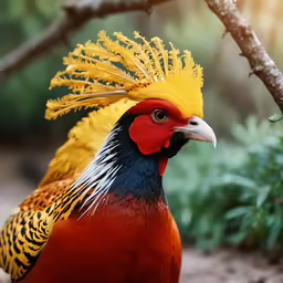 a close up of a bird with some sort of headdress