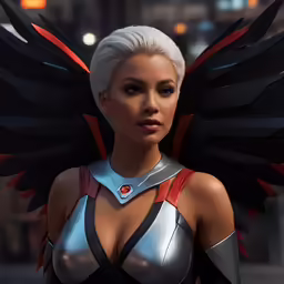 a 3d image of a person in armor with wings on