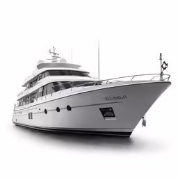 a large white yacht sitting in the ocean