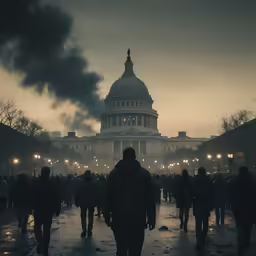 people walking down a sidewalk in the rain