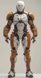 a white robot is standing on the floor