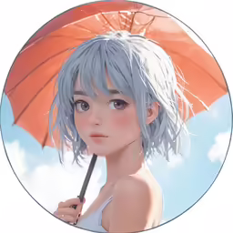a beautiful girl with an umbrella looks out the window