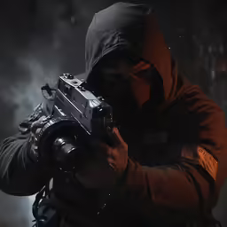 man in hooded jacket operating a digital camera