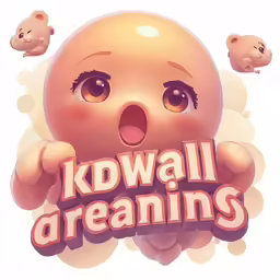 an animated image of a baby in a bubble with the words kdwalll dreaming