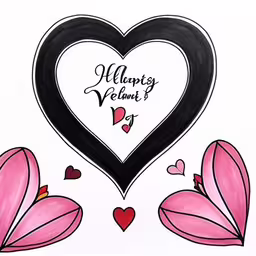 hearts with flowers in the middle and a happy valentine