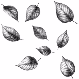 leaves and buds on a white background