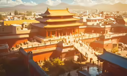 an aerial view of the forbidden city palace