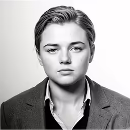 a boy wearing a jacket and white shirt