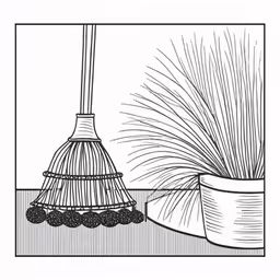 a drawing of a planter and a bucket of flowers