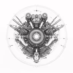 an abstract illustration of a machine in the form of a circle