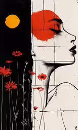 a painting with different colors and shapes