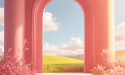 a photograph of an archway in the sky