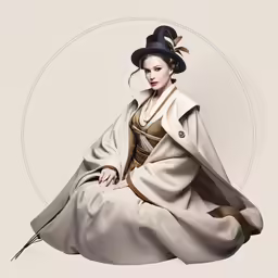 a woman in a white dress sitting down