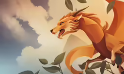 a dragon has its head in the air
