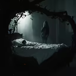 a bed with pillows is in a room