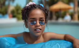 a young girl with some sun glasses on