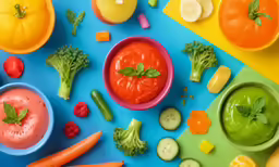 different kinds of fruit and vegetables on a table