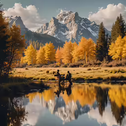 a man and woman riding on a horse in a pasture