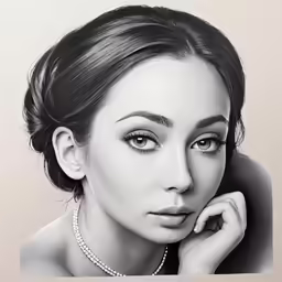 a drawing of a woman with diamond jewelry