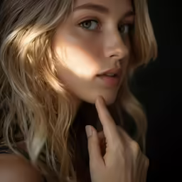 young girl with soft light in her face and body