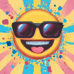 a painting of a sun with shades and a smile
