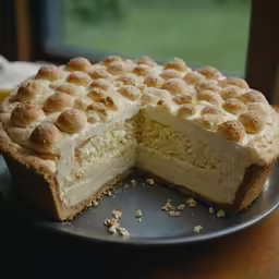 a dessert cake cut into slices with one serving missing