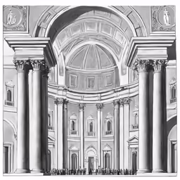 the ceiling, arches, pillars and other decorations at a church
