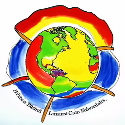 the earth with arrows and colors on top