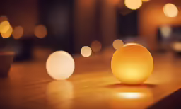 this is an image of a light in the middle of a wooden table