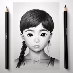 a drawing of a girl with long hair